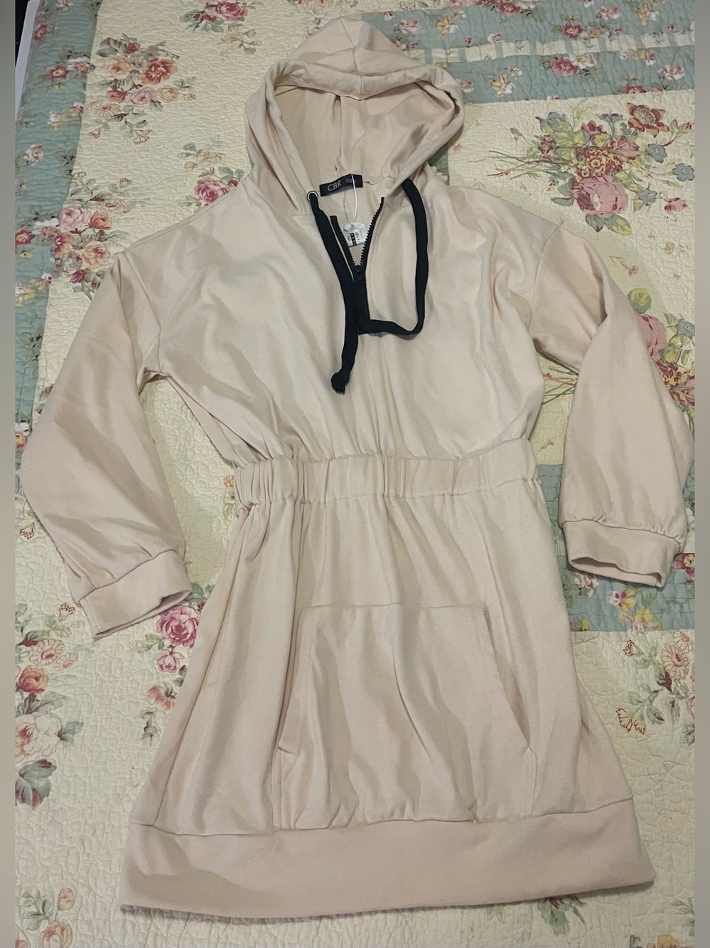CBR Cream Hooded Drawstring Waist Jacket